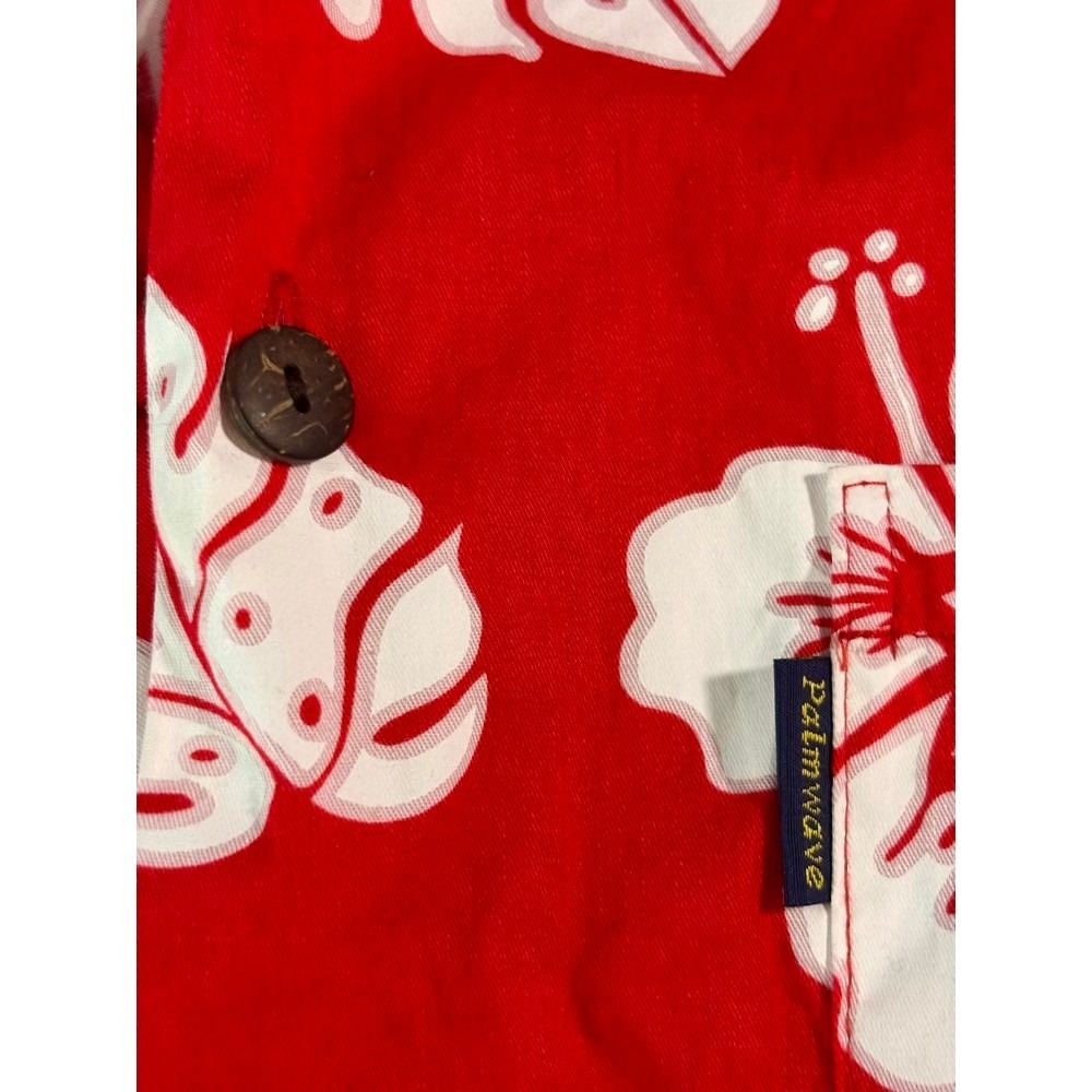 Palmwave Hawaii Shirt Mens XXL Red White Hibiscus Floral Resortware Vacation - Picture 4 of 11